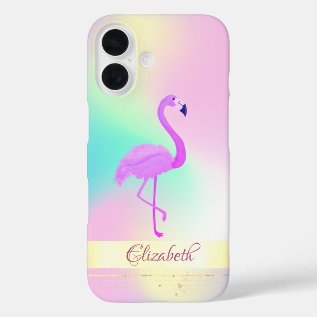 Coques Case-Mate iPhone Flamingo Rose Holographique Ombré (Verso)
