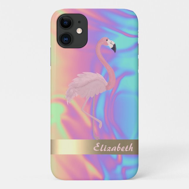 Coques Case-Mate iPhone Flamingo Rose Moderne Ombré Holographique (Dos)