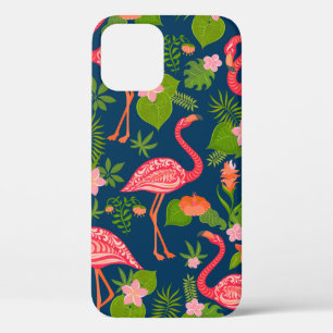 Case-Mate iPhone Case Flamingo rose sur un dos rayé turquoise