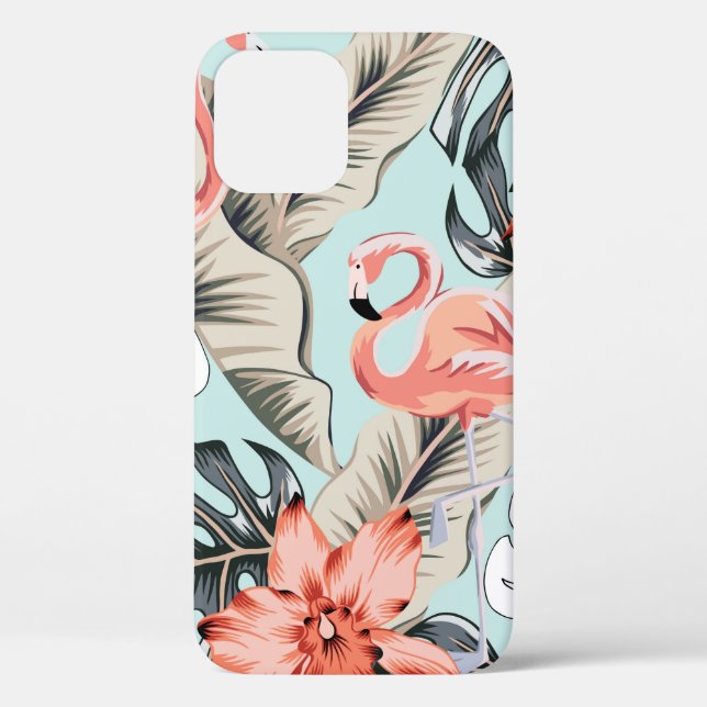 Coques Case-Mate iPhone Flamingo rose tropicale avec fleurs d'orchidées et (Verso)