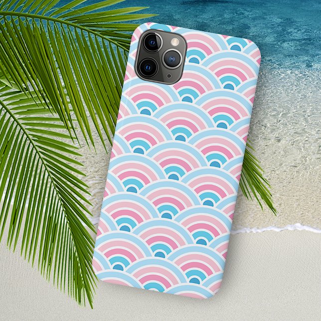 Coques Case-Mate iPhone Flamingo Rouge Rose Clair Bleu Motif Vagues Concen (Créateur téléchargé)