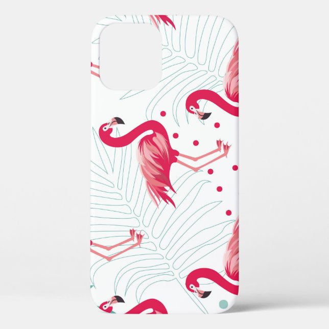 Coques Case-Mate iPhone Flamingo tropical et feuille, motif d'été. (Verso)