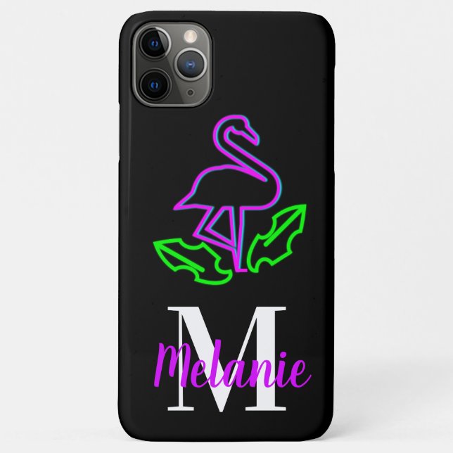 Coques Case-Mate iPhone Flamingo Tropical Néon Moderne Violet Fluorescent (Dos)