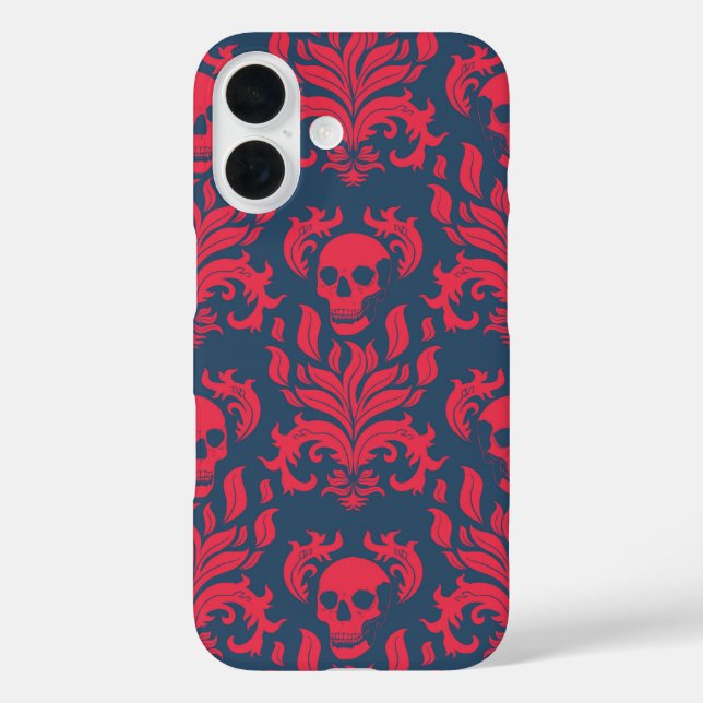 Coques Case-Mate iPhone Flamme crânienne Damas en s'accrochant rouge sur b (Verso)