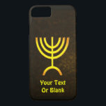 Coque Case-Mate iPhone Flamme de Menorah<br><div class="desc">Un rendu numérique brun et or de la menorah juive à sept branches (hébreu : מְ נ וֹ רָ ‎). Ajoutez votre propre texte. La menorah à sept branches, utilisée dans le sanctuaire portatif mis en place par Moïse dans le désert et plus tard dans le Temple de Jérusalem, est...</div>