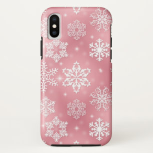 Coque Case-Mate iPhone Flamme de neige blanche rose motif Noël dix rudes