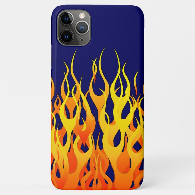 Coques Case-Mate iPhone Flammes de course classique sur bleu marine (Dos)