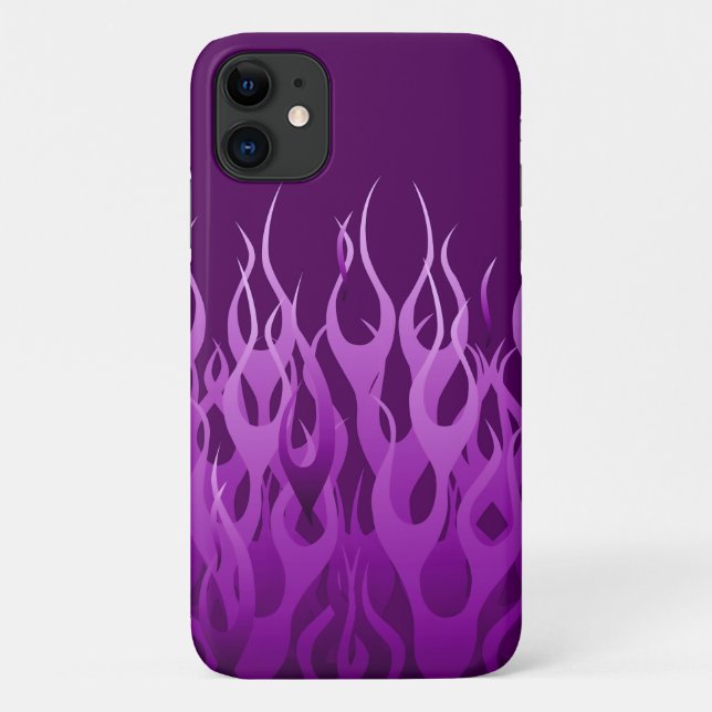 Coques Case-Mate iPhone Flammes de course violet cool élégant (Dos)