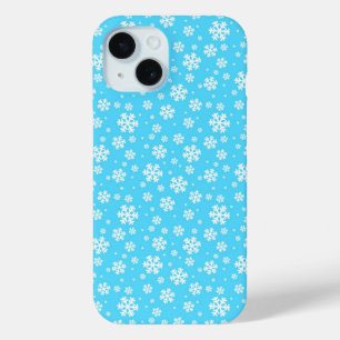 Coque Case-Mate iPhone Flammes de neige blanches sur Motif d'hiver bleu c