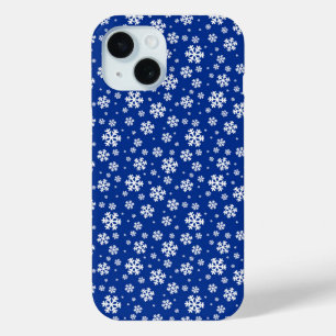 Coque Case-Mate iPhone Flammes de neige blanches sur Motif d'hiver bleu f