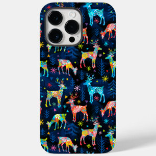 Coque Case-Mate iPhone Flammes de neige colorées Cerf-Noël Arbre Forêt Ét