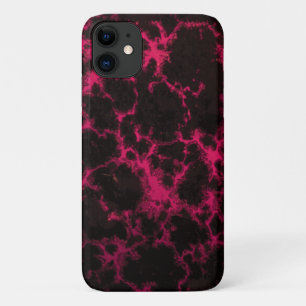 Coque iPhone 11 Flammes roses et noires repérées vibrantes