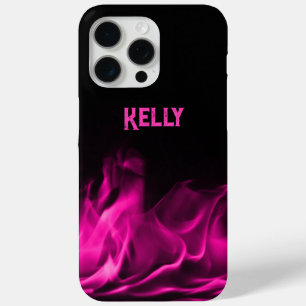 Coque Case-Mate iPhone Flammes roses personnalisées sur noir