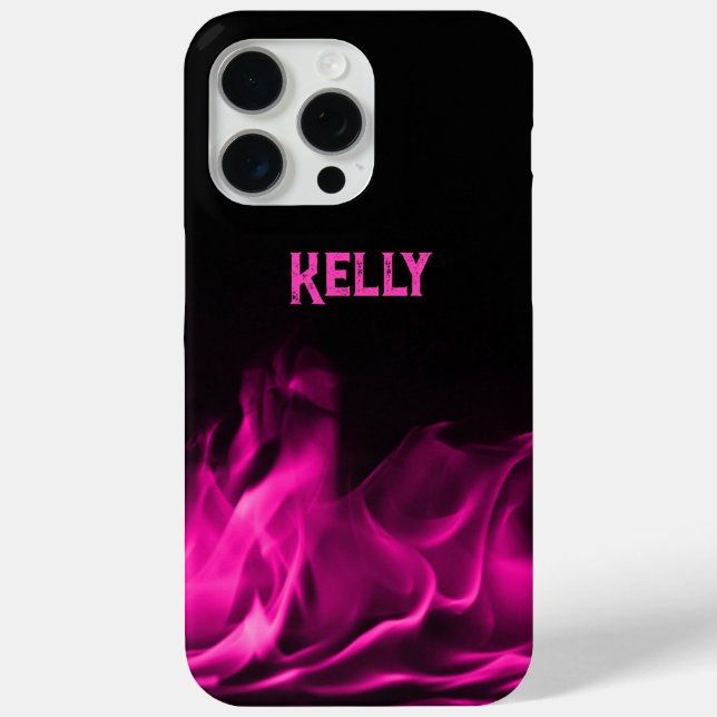 Coques Case-Mate iPhone Flammes roses personnalisées sur noir (Verso)