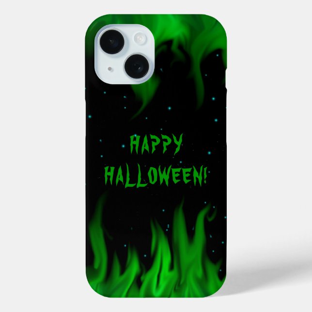 Coques Case-Mate iPhone Flammes vertes dans le ciel étoilé (Verso)