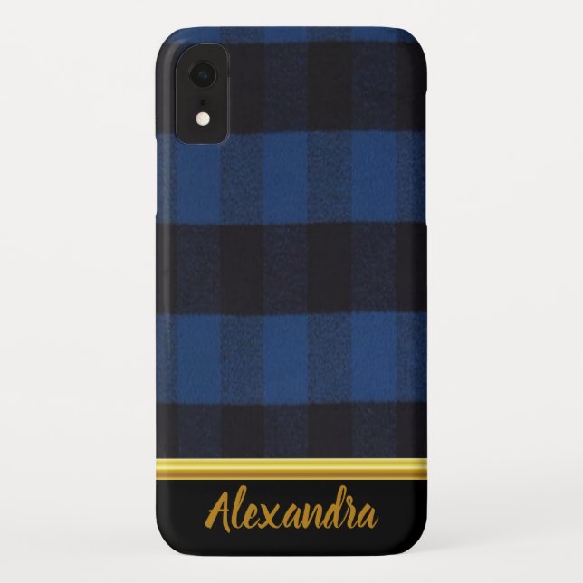 Coques Case-Mate iPhone Flannel Buffalo Plaid Blue lumberjack texture (Dos)