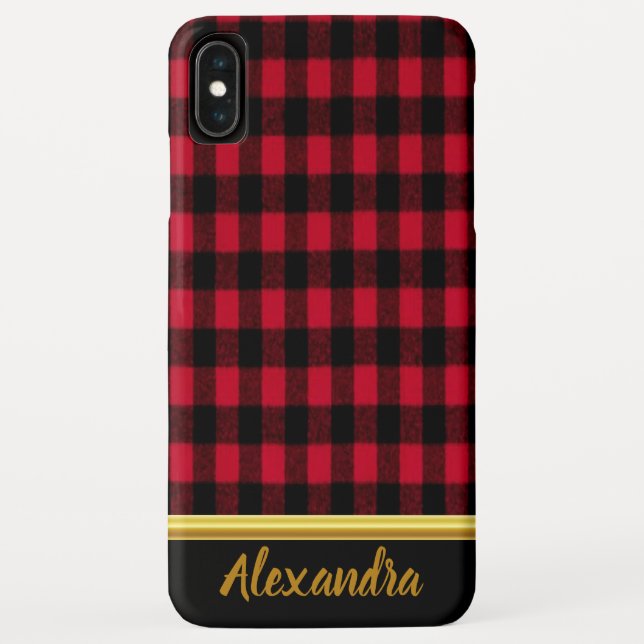 Coques Case-Mate iPhone Flannel Buffalo Plaid Rouge lombard texture (Dos)