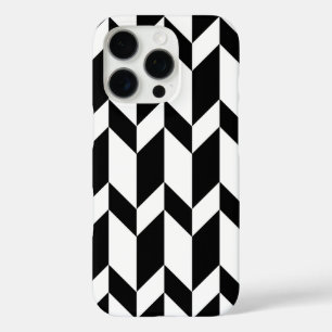 Coque iPhone 16 Pro Flèche Chevron Gras Deux Tons Bleu Noir & Blanc