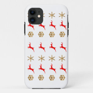 Coque iPhone 11 Flèches de neige de rennes de Noël rouge or