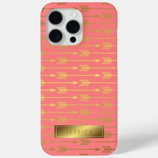 Coques Case-Mate iPhone Flèches Motif Coral Faux Gold Foil (Verso)