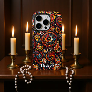 Coque iPhone 16 Pro Flèches rouges et or texturées