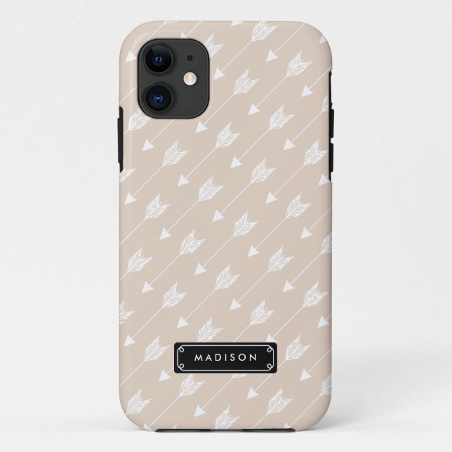 Coques Case-Mate iPhone Flèches tribales beiges de toile chics (Dos)