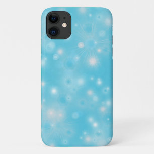 Coque iPhone 11 Fléchettes de neige blanches simples sur Blue Cute