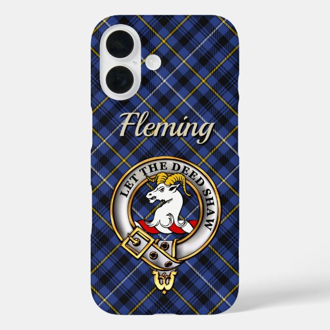 Coques Case-Mate iPhone Fleming Clan Badge & Tartan Personnalisé (Verso)