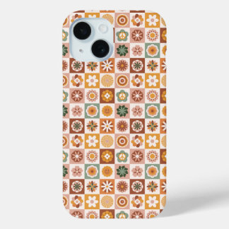 Coque Case-Mate iPhone Fleur à carreaux rétro groovy