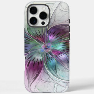 Coque iPhone 16 Pro Max Fleur Abstraite colorée Art moderne floral fractal