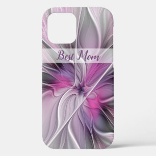 Case-Mate iPhone Case Fleur abstraite fractale florale rose gris Meilleu
