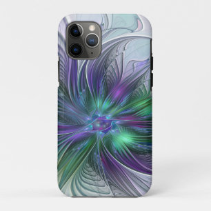 Case-Mate iPhone Case Fleur Abstraite Moderne Art Fractal Vert Violet