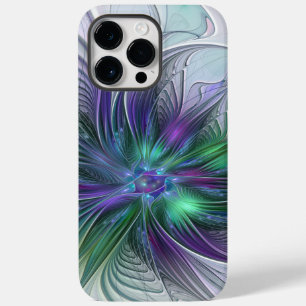 Coque Case-Mate iPhone Fleur Abstraite Moderne Art Fractal Vert Violet