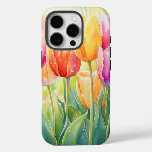 Coque iPhone 16 Pro Fleur Aquarelle Ressort Jardin Tulip