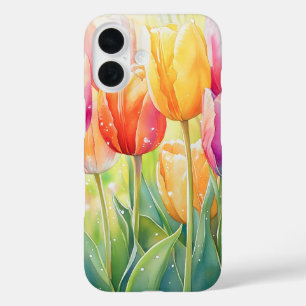 Coque Pour iPhone 16 Fleur Aquarelle Ressort Jardin Tulip