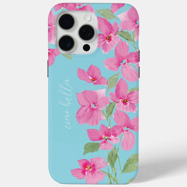 Coques Case-Mate iPhone Fleur aquarelle rose (Verso)