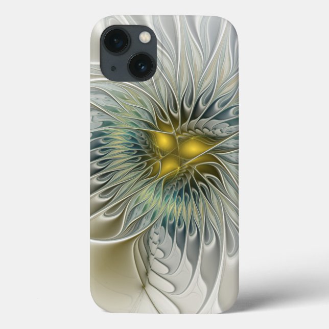 Coques Case-Mate iPhone Fleur argentée dorée Fantaisie art fractal abstrai (Verso)