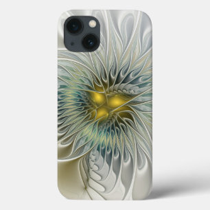 Coque Case-Mate iPhone Fleur argentée dorée Fantastique art fractal abstr