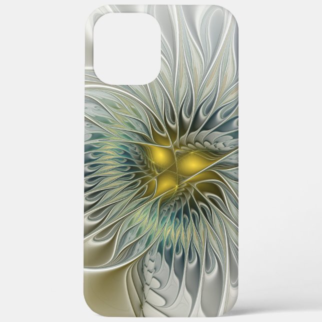 Coques Case-Mate iPhone Fleur argentée dorée Fantastique Art fractal abstr (Verso)