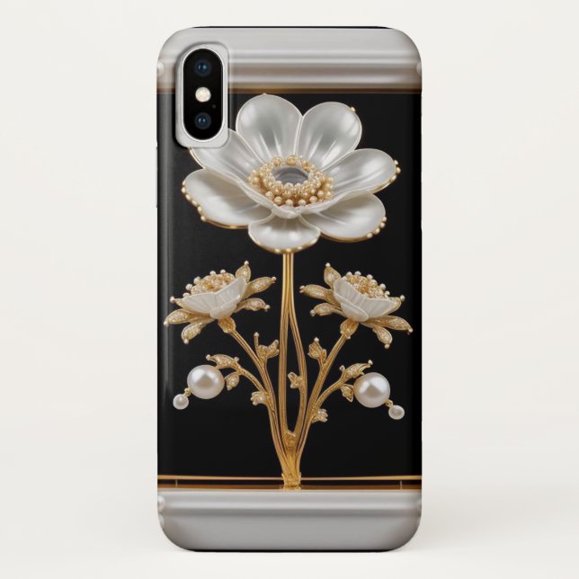 Coques Case-Mate iPhone Fleur Blanche Luxueuse (Dos)