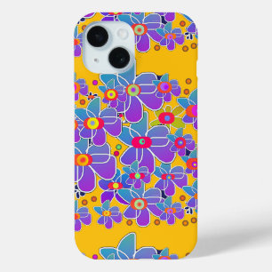 Coque Case-Mate iPhone Fleur bleu violet éclate jaune
