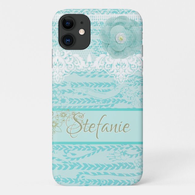 Coques Case-Mate iPhone Fleur Bleue Lacée (Dos)
