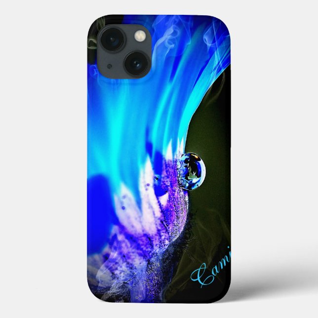 Coques Case-Mate iPhone Fleur Bleue Lumineuse avec goutte d'eau iPad *Pers (Verso)