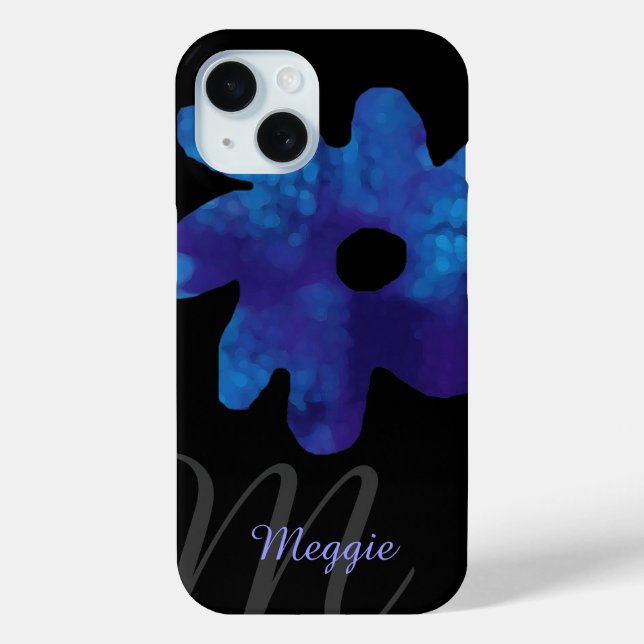 Coques Case-Mate iPhone fleur bleue personnalisée (Verso)