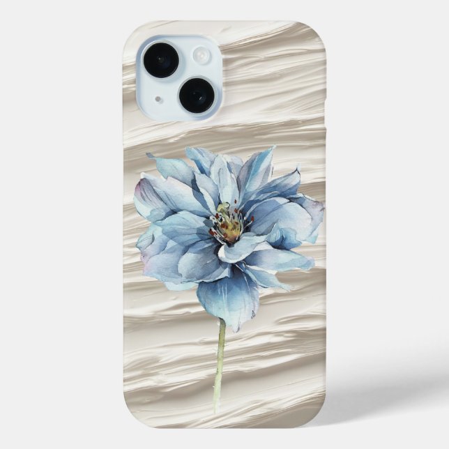 Coques Case-Mate iPhone Fleur Bleue Sur Texture D'Ivoire Abstraite (Verso)