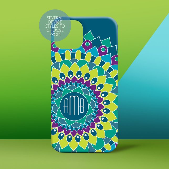 Coques Case-Mate iPhone Fleur bohème avec Monogrammes (Personalized Phone Case)