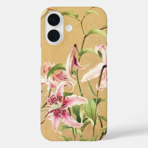 Coque Pour iPhone 16 Fleur Botanique Art Déco Lys Oriental Rose Vintage
