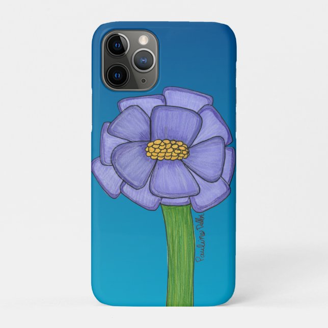 Coques Case-Mate iPhone Fleur carrée violette sur fond bleu (Dos)