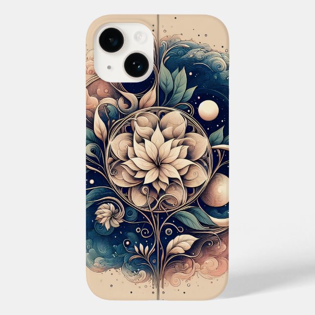 Coques Case-Mate iPhone "Fleur céleste - Art mystique floral de la lune" (Verso)