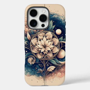 Coque iPhone 16 Pro "Fleur céleste - Art mystique floral de la lune"